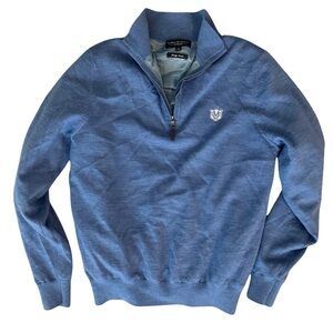 Fairway and Greene | Heathered Blue Baruffa Quarter-Zip Windsweater Size S